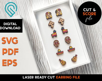 Fiesta Cinco De Mayo Stud Earrings 2 - Laser Cut SVG File - Glowforge  Jewelry Template  DIGITAL DOWNLOAD - Mexico, Piñata, Cut and Score