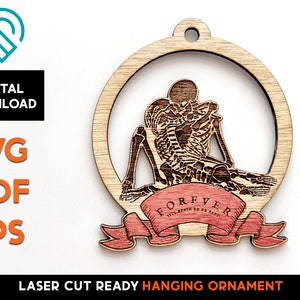 Skeleton Kissing Ornament: Gothic Halloween Laser Cut SVG File (Digital Download)