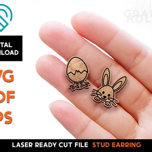 Easter Stud Earring Set 1 - Laser Cut SVG File - Glowforge Ready - Jewelry Template