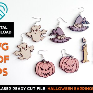 Halloween Hanging Earring Set - Laser Cut SVG File - Glowforge Ready - Farmhouse Style