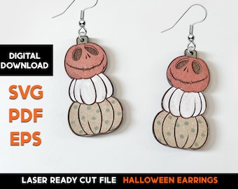 Pumpkin Farmhouse Earring Set - Laser Cut SVG File - Glowforge Ready - Farmhouse Style