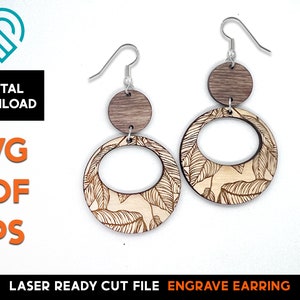 Tropical Leaf Earring Set - Laser Cut SVG File - Glowforge Ready - Jewelry Template - Botanical, palm, Botanical