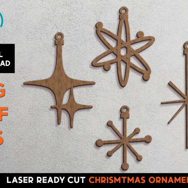 Mid Century Modern - Christmas Ornament - Laser Ready SVG Cut File Template -