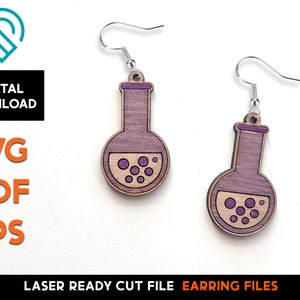 Science Lab Tube Boucles d'oreilles - Laser Cut Digital SVG File - Glowforge Ready - Bijoux Template - Cut & Score only - Teacher