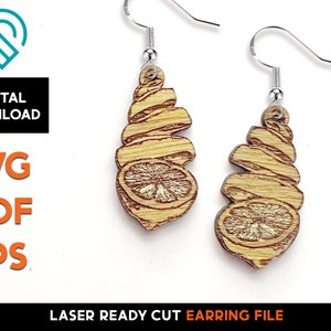 Lemon Peel Earring Set - Laser Cut SVG File - Glowforge Ready - Jewelry Template - DIGITAL DOWNLOAD - Citrus Fruit, Orange