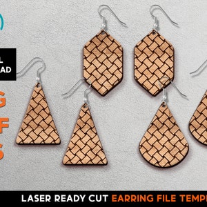 Basket Weave Pattern 2 Organic Shape Earrings - Laser Cut SVG File - Glowforge Ready - Jewelry Template