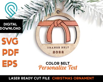 Karate Belt Christmas Ornament: Laser Cut SVG File (Digital Download)