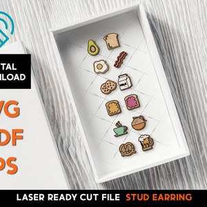 Perfect Pairs - Stud Earring - Laser Cut SVG File - Glowforge Ready - Modèle de bijoux - Biscuits et lait PBJ