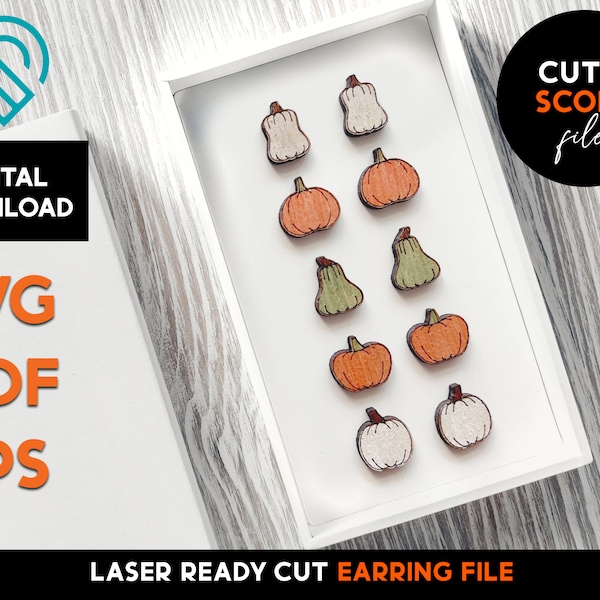 Pumpkin Gourd stud Earring Set - Laser Cut SVG File - Glowforge Ready - Jewelry Template - Pumpkin, Fall, Autum, Cut and Score