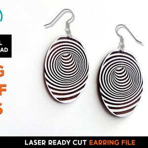 Swirl 3D Earring Set - Laser Cut SVG File - Glowforge Ready - Halloween Earrings, Trippy, tunnel