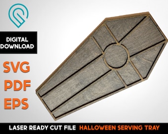 Coffin Serving Tray SVG: Halloween Charcuterie Board Laser Cut File (Digital Download)