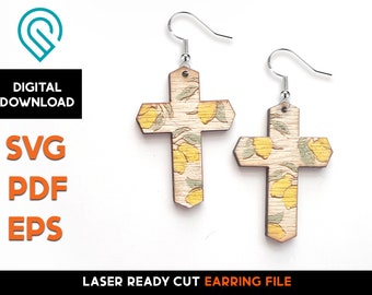 Lemon Cross Earring Set -  Laser SVG Cut File – Glowforge Ready –  Religious, Jesus Christ