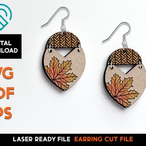 Fall Leaves  Earring Set - Laser Cut SVG File - Glowforge Ready - Jewelry Template