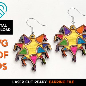 Fiesta Piñata - Boucles d'oreilles Cinco De Mayo - Fichier SVG découpé au laser - Modèle de bijoux Glowforge TÉLÉCHARGEMENT NUMÉRIQUE - Mexique, 5 mai