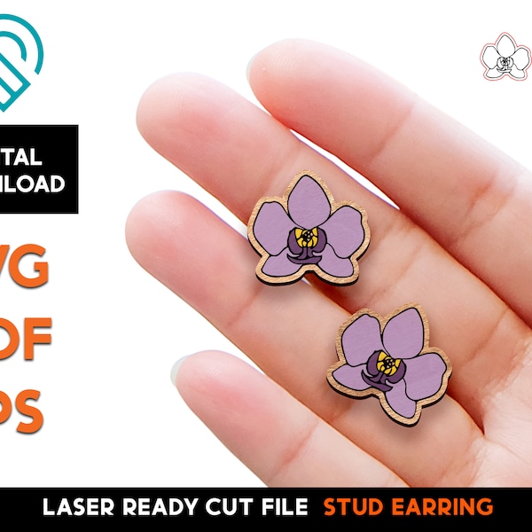 Orchid Stud Earring Set - Laser Cut SVG File - Glowforge Ready - Jewelry Template - Cut and Score - flower