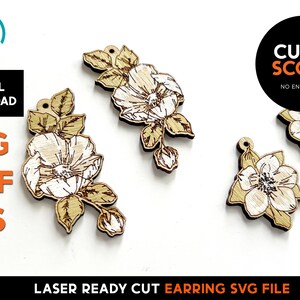 Floral Earring Set - Laser Cut SVG-bestand - Glowforge Ready - Sieraden sjabloon - Bloem - DIGITALE DOWNLOAD
