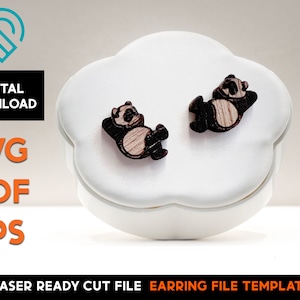 Panda Stud Earring Set - Lasergesneden SVG-bestand - Glowforge Ready - Sieraden sjabloon - Knip- en scorebestand