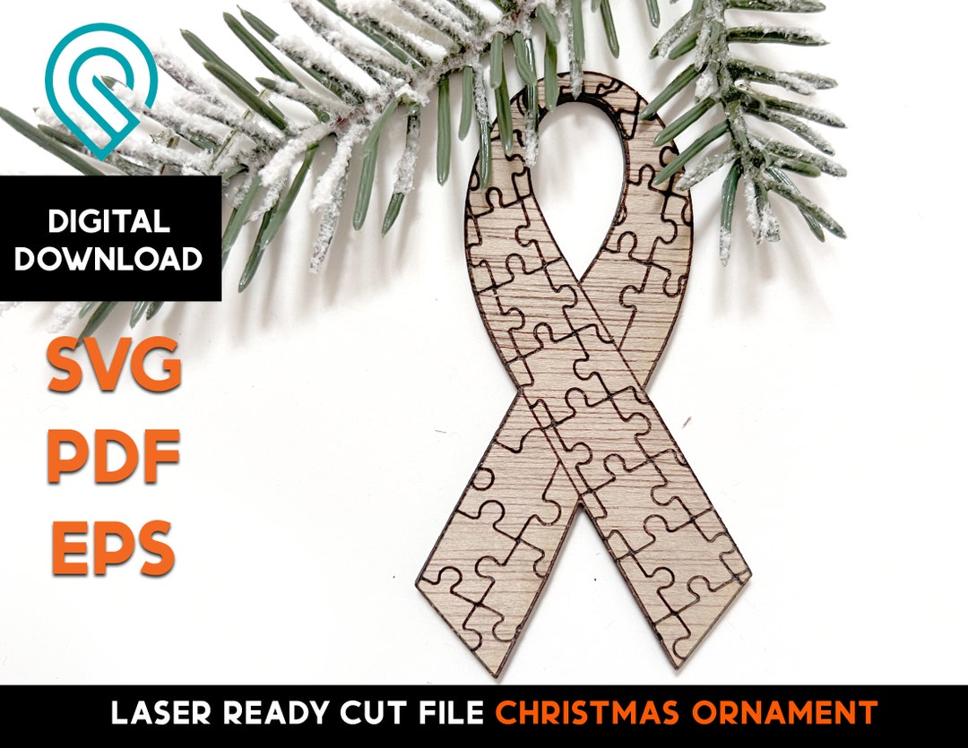 Puzzle Piece Ribbon Ornament Laser Cut SVG File Etsy