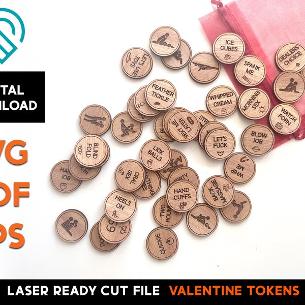 Valentine Naughty Tokens -   Laser SVG Cut File – Glowforge Ready - Naughty, Sex Positions, Date Night Ideas, Dirty