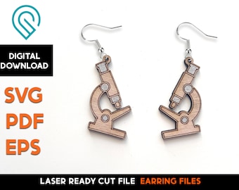 Science Microscope Earrings: Laser Cut SVG Template (Digital Download)