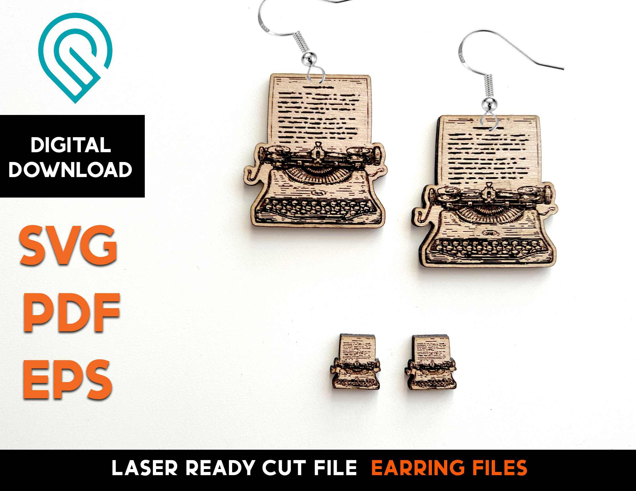 Vintage Typewriter Stud Earring Laser Cut SVG File Etsy