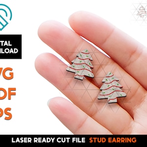 Christmas Tree Stud Earring - Laser Cut SVG File - Glowforge Ready - Jewelry Template