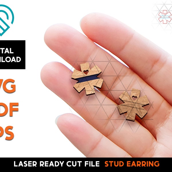 Medic Stud Earring Set - Laser Cut SVG File - Glowforge Ready - Jewelry Template - Medical - Score or engrave included