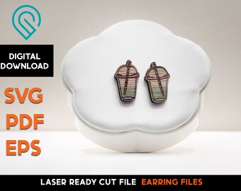 Coffee Frappuccino Stud Earring - Laser Cut SVG File - Glowforge Ready - Jewelry Template