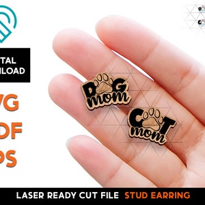 Chien Chat Maman Stud - Fichier SVG découpé au laser - Glowforge Ready - Modèle de bijoux - Animaux de compagnie
