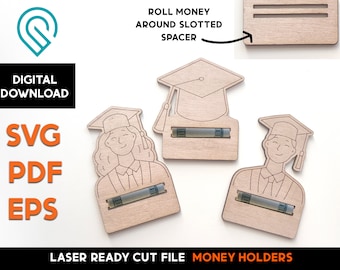 Graduation Money Roll Clip: Laser Cut File, Gift Card Holder (Digital Download)