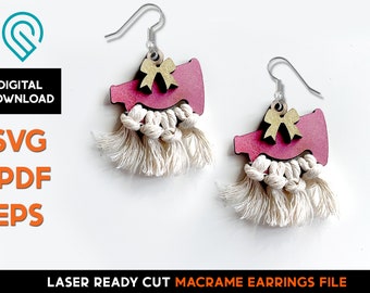 Cheer Macrame Earring Set - Laser Cut SVG File - Glowforge Ready - DIY - Cheerleader