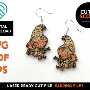 File di orecchini della cornucopia del Ringraziamento - File SVG tagliato al laser - Glowforge Ready - Modello di gioielli - Zucca, Autunno, Autunno