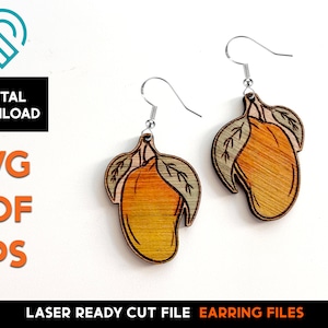 Mango Hanging Earring - Laser Cut SVG File - Jewelry Template (Digital Download)