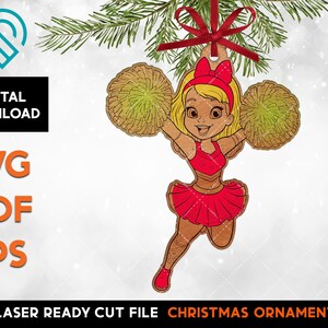 Adorno navideño de animadora - Archivo SVG cortado con láser - Compatible con Glowforge - DESCARGA DIGITAL - Dance Mom