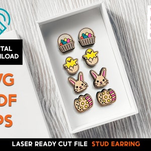 Easter Stud Earring Set 1 - Laser Cut SVG File - Glowforge Ready - Jewelry Template