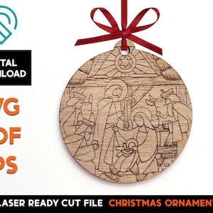 Nativity Christmas Ornament - Laser SVG Cut File – Glowforge Ready – DIGITAL DOWNLOAD