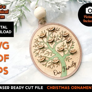 Family Tree Ornament Laser SVG Cut File – Glowforge Ready – Family Tree