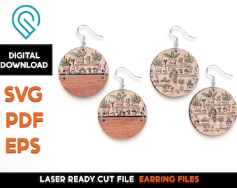 Plant Shelf Earring Set: Laser Cut SVG File, Jewelry Template (Digital Download)