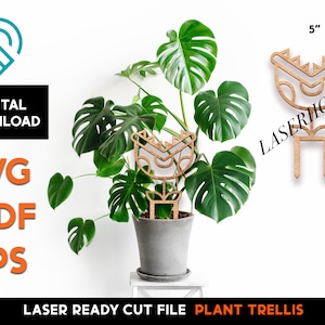 Plant Trellis - Piranha -  Laser SVG Cut File - Glowforge Ready - Plant, Support, Indoor, Pot, Gardening