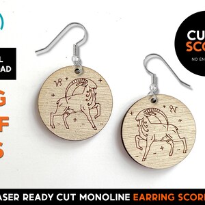 Steenbok - Horoscoop Earring - Laser Cut SVG File - SCORE Glowforge Ready - Sieraden Template - Digitale Download - Horoscoop Teken Astrologie
