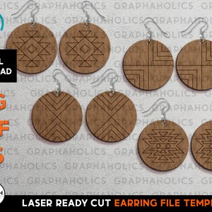 Tribal Aztec Earring Set: Laser Cut SVG Template (Digital Download)