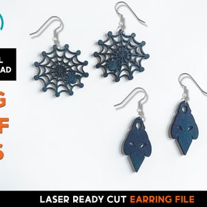 Halloween Earring SVG: Spider Web & Grim Reaper Laser Cut Template