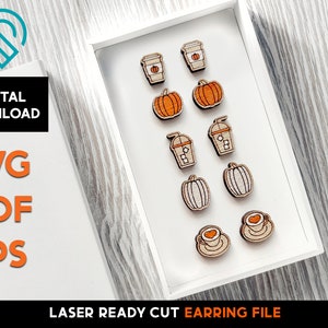 Pumpkin Spice stud Earring Set - Laser Cut SVG File - Glowforge Ready - Jewelry Template - Pumpkin,Fall, Autumn