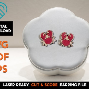 Crab -  Stud Earring - Laser Cut SVG File - Glowforge Ready and Tested - Cut and Score - Jewelry Template