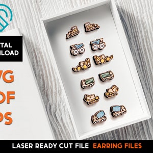 Trucking Stud Earring Set: Laser Cut SVG Template (Digital Download)