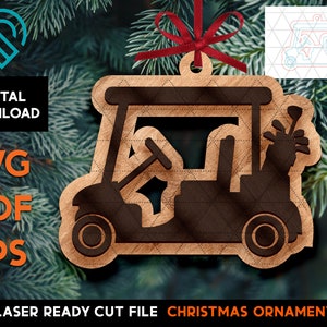 ゴルフカート - クリスマスオーナメント - レーザー SVG カットファイル - Glowforge 対応