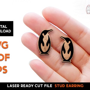 Conjunto de pendientes Penguin Stud - Archivo SVG cortado con láser - Glowforge Ready - Plantilla de joyería