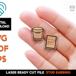 Bucket List Stud Earring - Laser Cut SVG File - Glowforge Ready - Jewelry Template