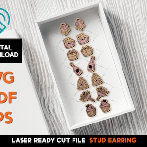Wedding Stud Earring Set: Laser Cut SVG File (Digital Download)