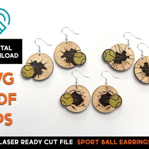 Tennis Sport Ball Oorbellen - Laser Cut SVG File - Glowforge Ready - Sieraden Template - DIGITALE DOWNLOAD